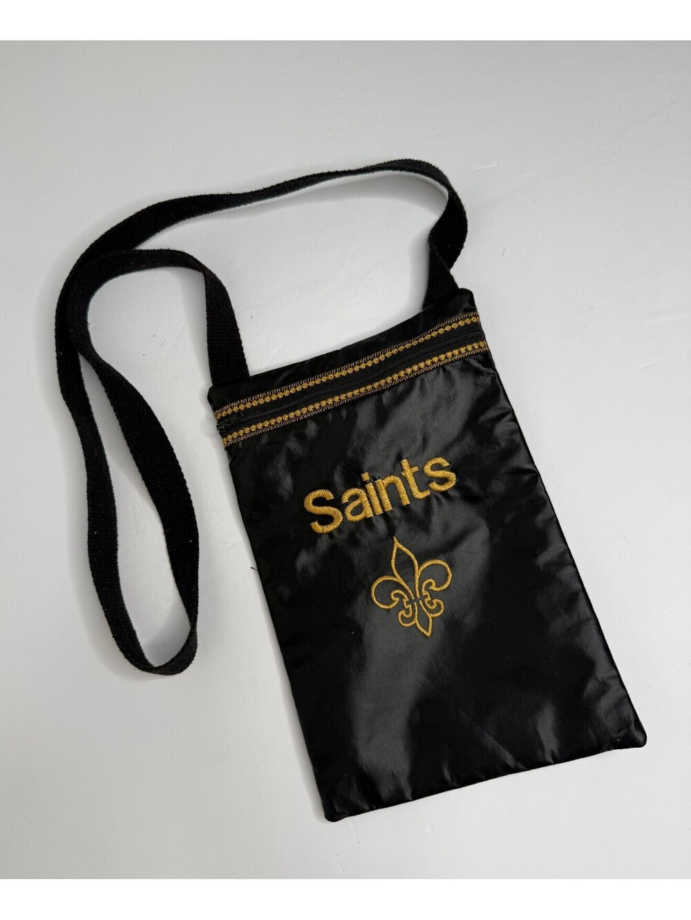 New Orleans Saints Fleur-de-lis Black & Gold Crossbody Bag